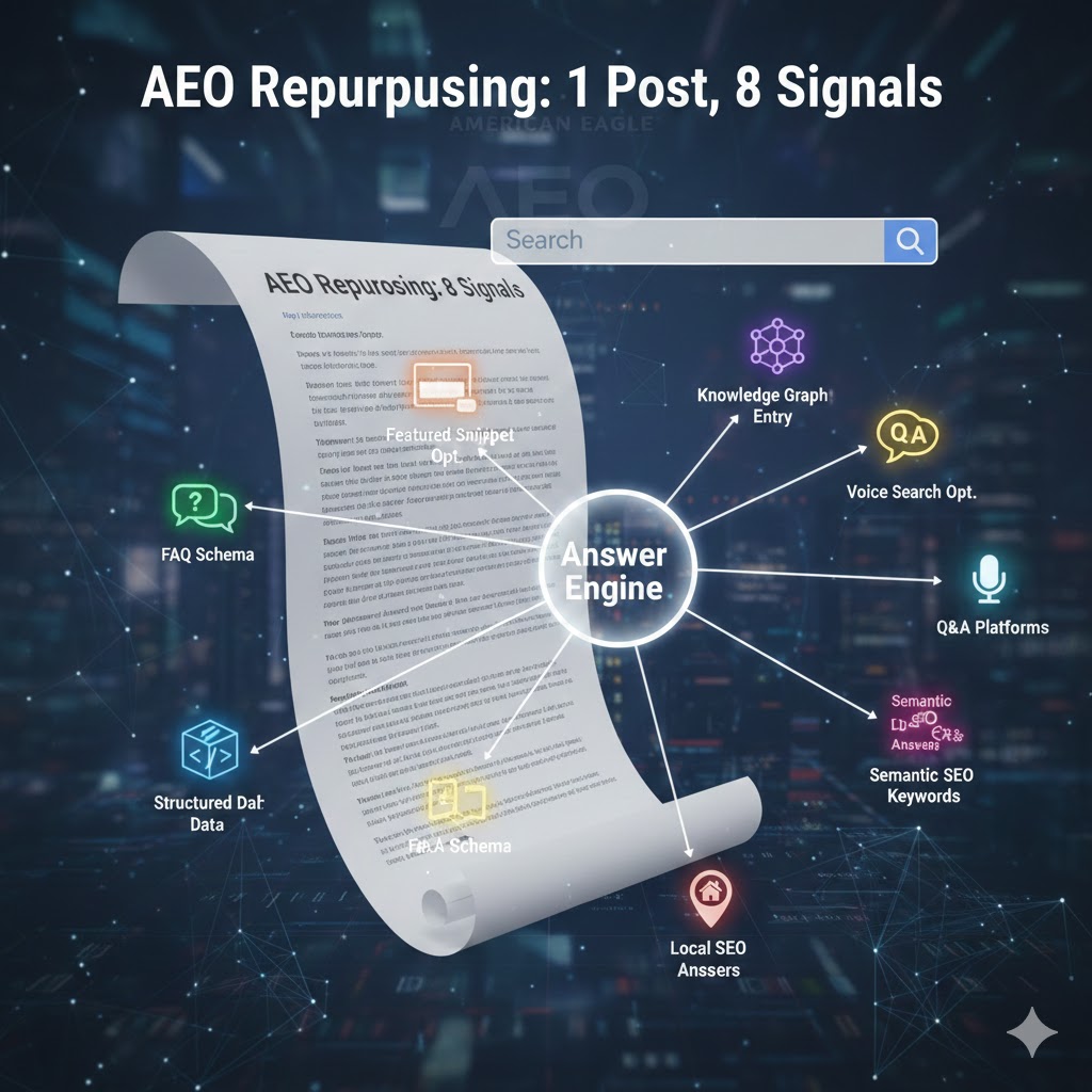 AEO Repurposing: Turn 1 Blog Post into 8 Answer Engine Optimization Signals
