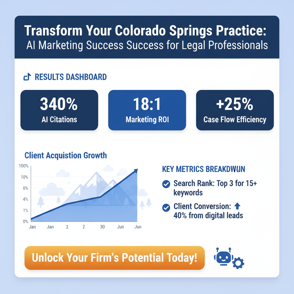 Colorado Springs AI Legal Marketing Company results showing 340% increase in AI citations and 18:1 ROI for law firms using InterCore Technologies GEO services
