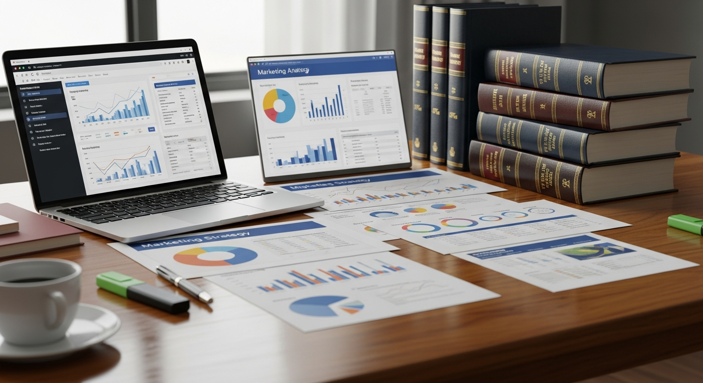 Marketing strategy planning materials and analytics for law firm growth