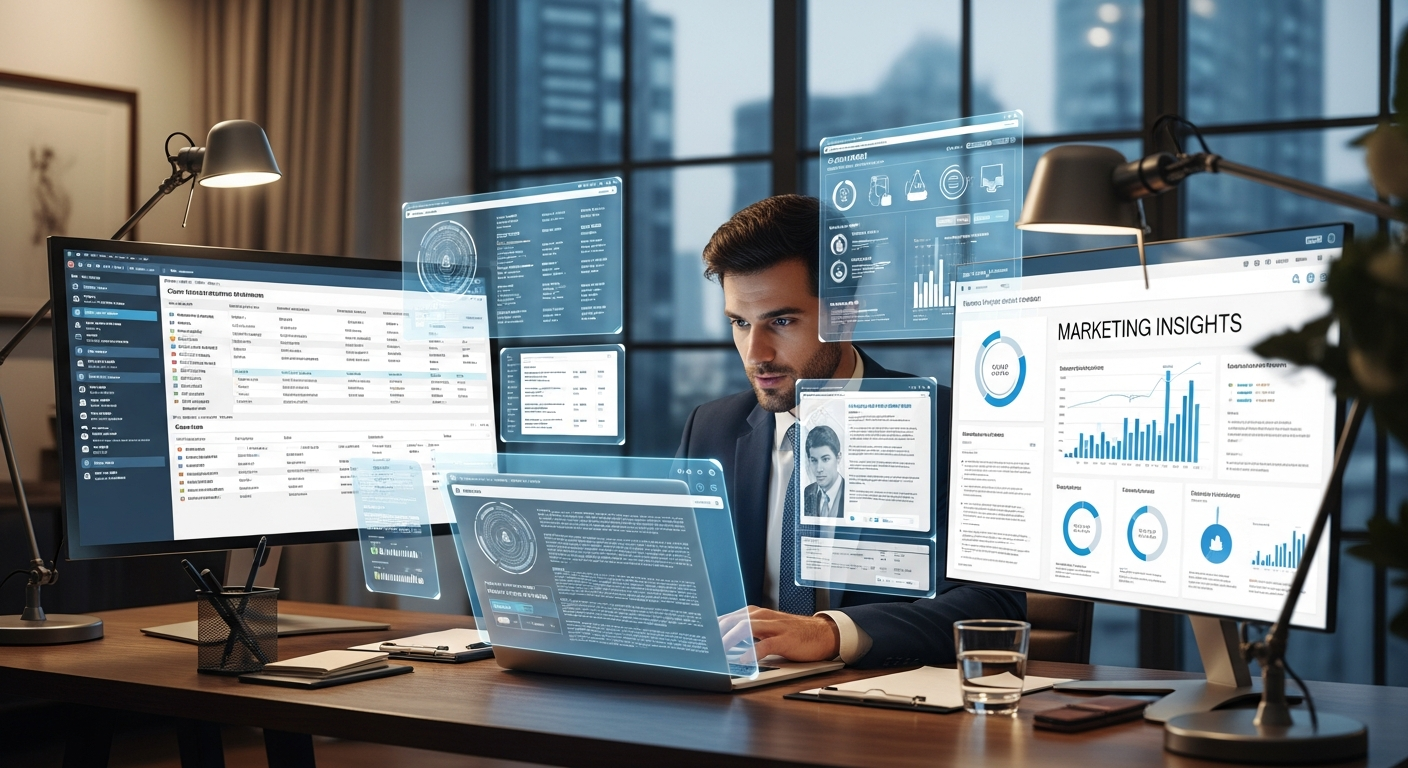 Law firm attorney using AI agent technology for legal research and client management